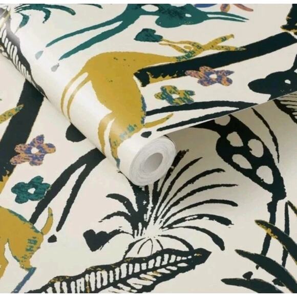 New OPALHOUSE Fiesta Animals Cream Removeable Wallpaper Peel Stick 27.5 SQ FT - Picture 1 of 7